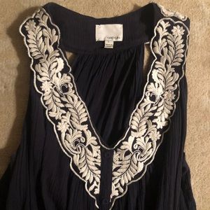 Anthropologie Greylin Navy Embroidered Dress